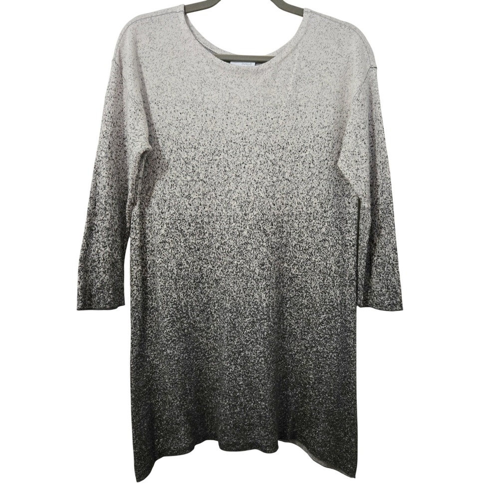 Pure Jill Artsy Chic Grey Ombre Sharkbite Hem Knit Tunic Sweater Women's Small